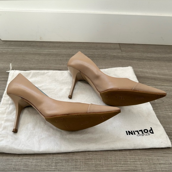 Studio Pollini 🇮🇹 Nude Patent Leather Pointed-Toe Pumps - Picture 3 of 7